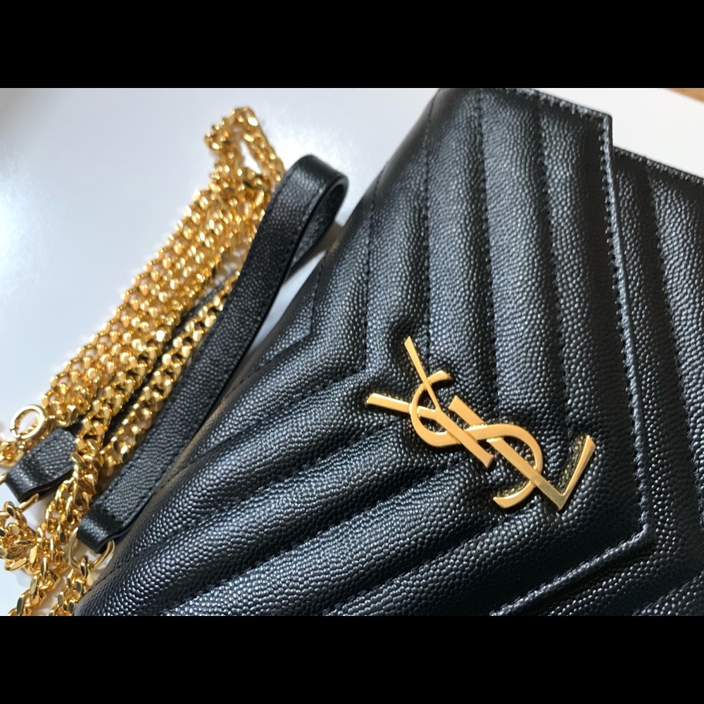 YSL Black/Gold Wallet on Chain (Small) NWOT
